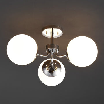 Olivier 23.5" 3-Light Bohemian Farmhouse Iron/Frosted Glass LED Semi Flush Mount